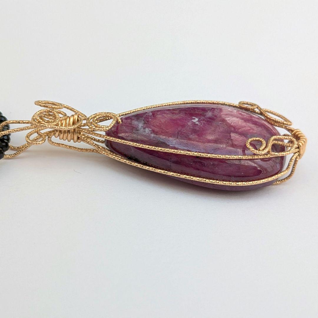 【希少/一点物】 K14gf ルビーインゾイサイト ブラックスピネル ネックレス