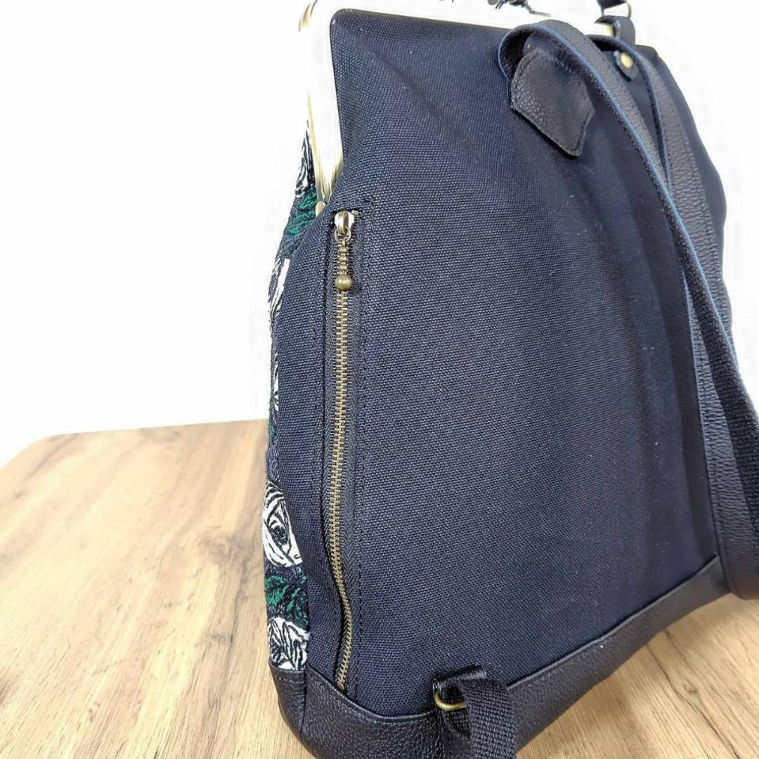 週末SALE】ミナペルホネン/2025rosyロージィーネイビー/がま口リュッ