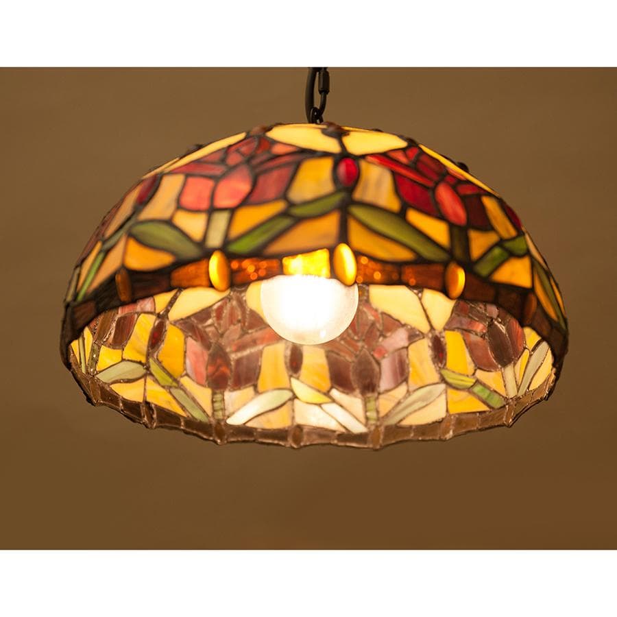 バラ柄 アンティーク調 天井照明 【LED】ティファニー ペンダントランプ