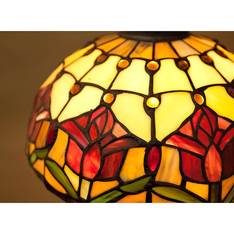 バラ柄 アンティーク調 天井照明 【LED】ティファニー ペンダントランプ