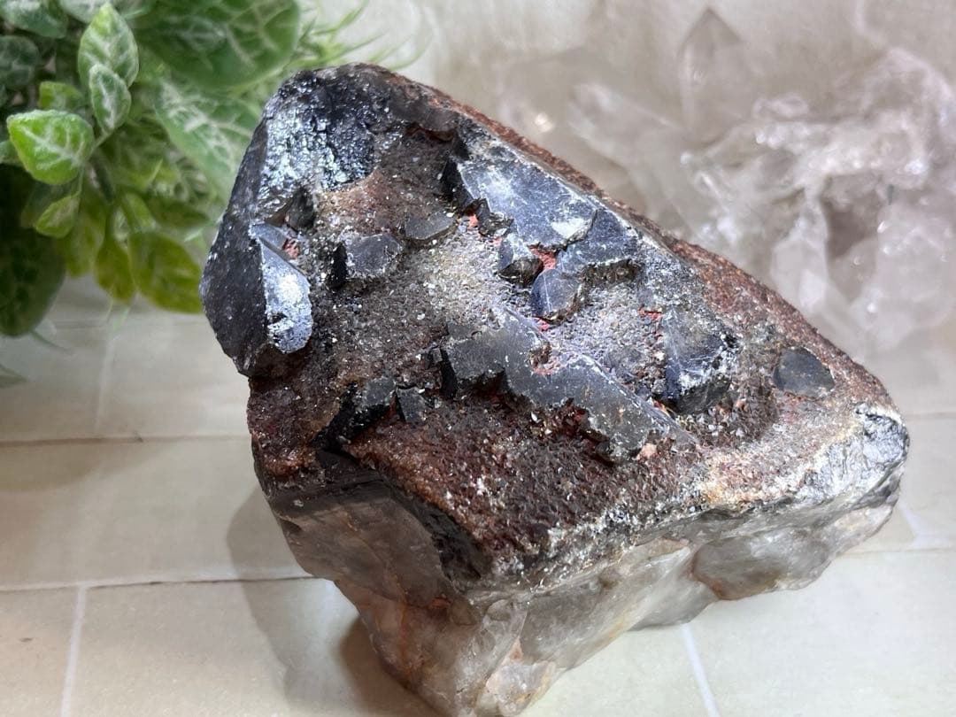 エッチドクォーツ　モリオン　黒水晶　原石　ラフストーン 蝕像水晶