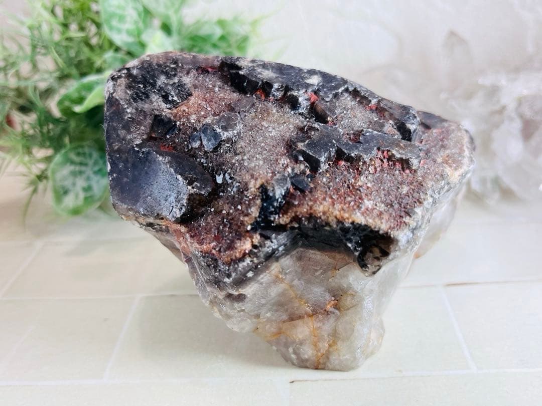 エッチドクォーツ　モリオン　黒水晶　原石　ラフストーン 蝕像水晶