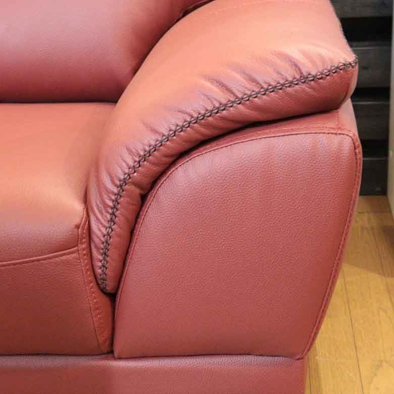 モダンデザイン 本革・ハイバック2.5人掛けソファ（ワインレッド）