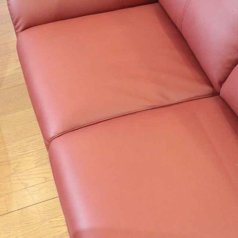 モダンデザイン 本革・ハイバック2.5人掛けソファ（ワインレッド）