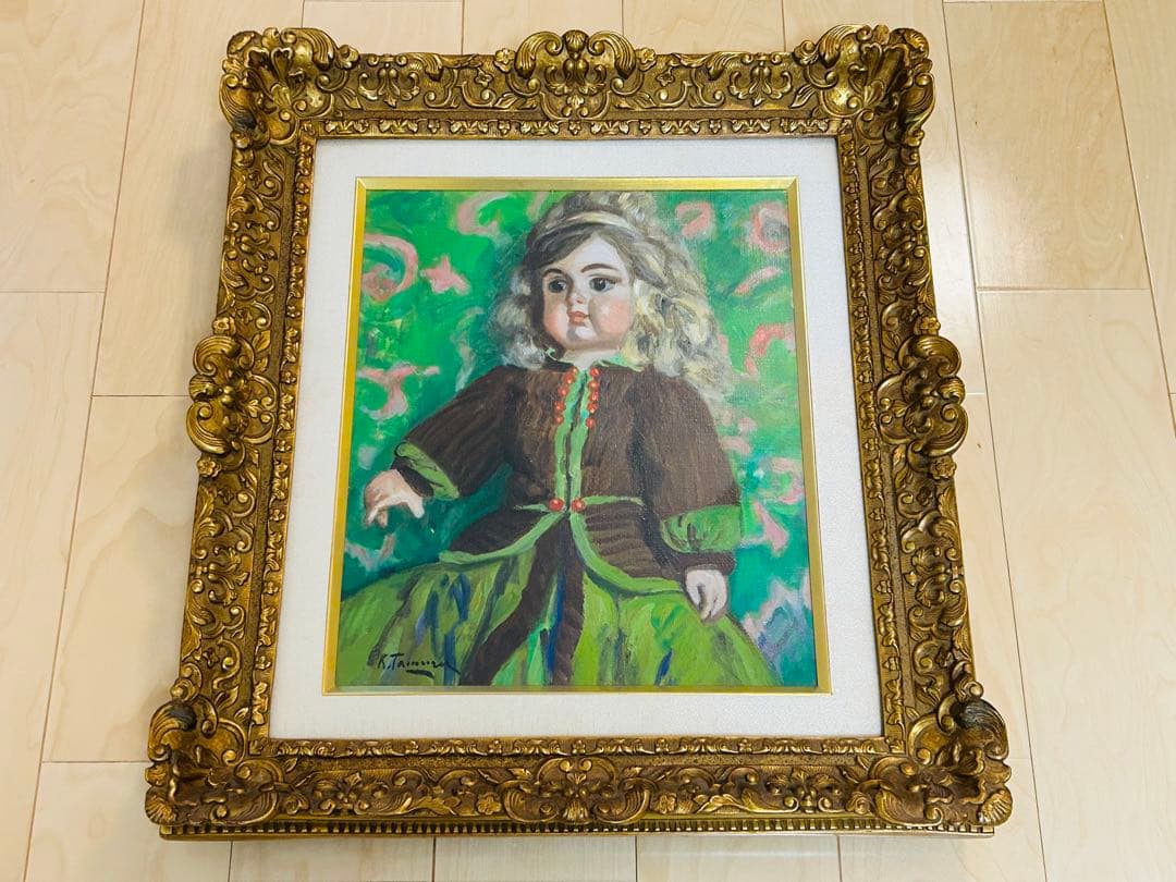 真作保証 田村孝之介 油彩8号 人形画 大地堂豪華額装 高島屋美術部購入 美品