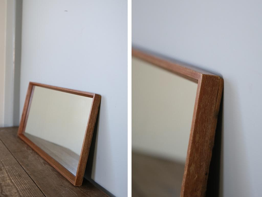 英国アンティークチーク古木ウォールミラー/木製壁掛け鏡/立鏡/姿見(91-158