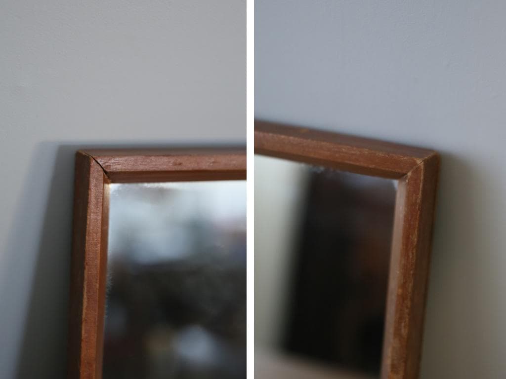 英国アンティークチーク古木ウォールミラー/木製壁掛け鏡/立鏡/姿見(91-158