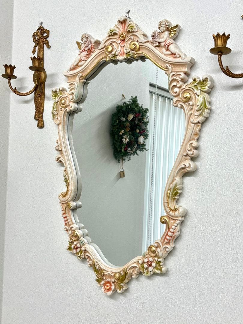 【値下げ】ロココ調エンジェルの壁掛けミラー