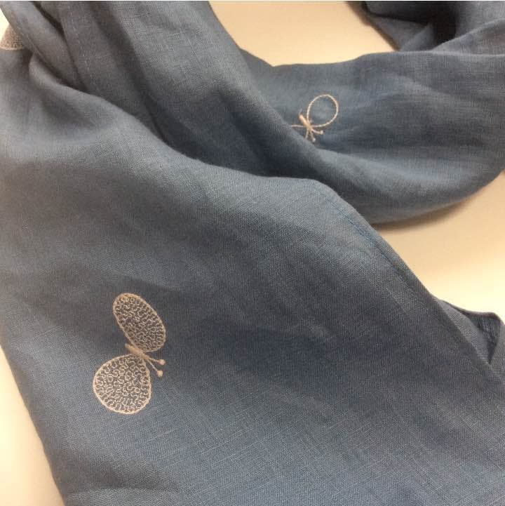 ミナペルホネン ちょうちょ blue ストール ハンドメイド
