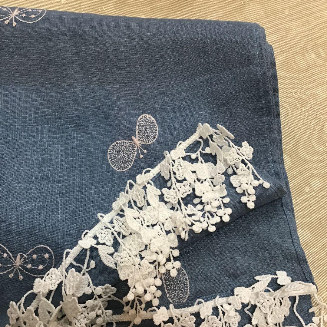 ミナペルホネン ちょうちょ blue ストール ハンドメイド