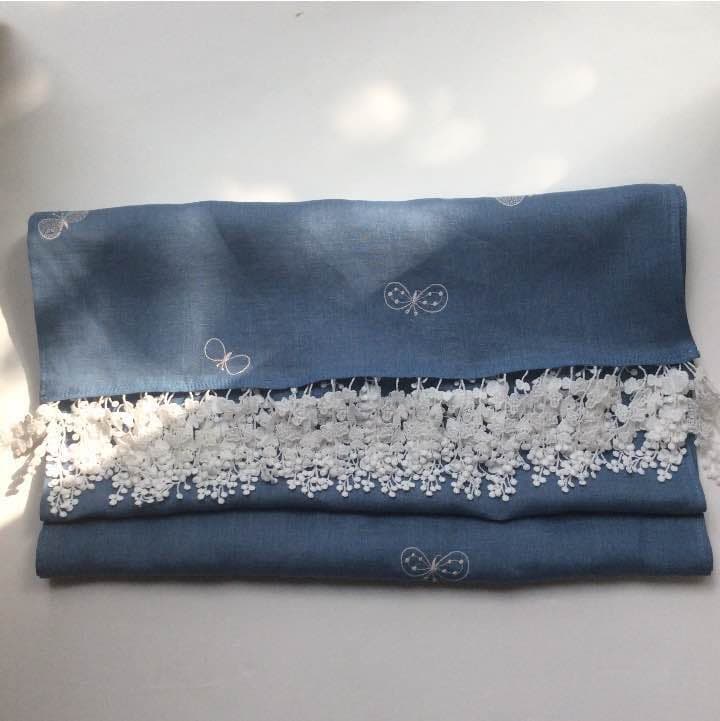 ミナペルホネン ちょうちょ blue ストール ハンドメイド