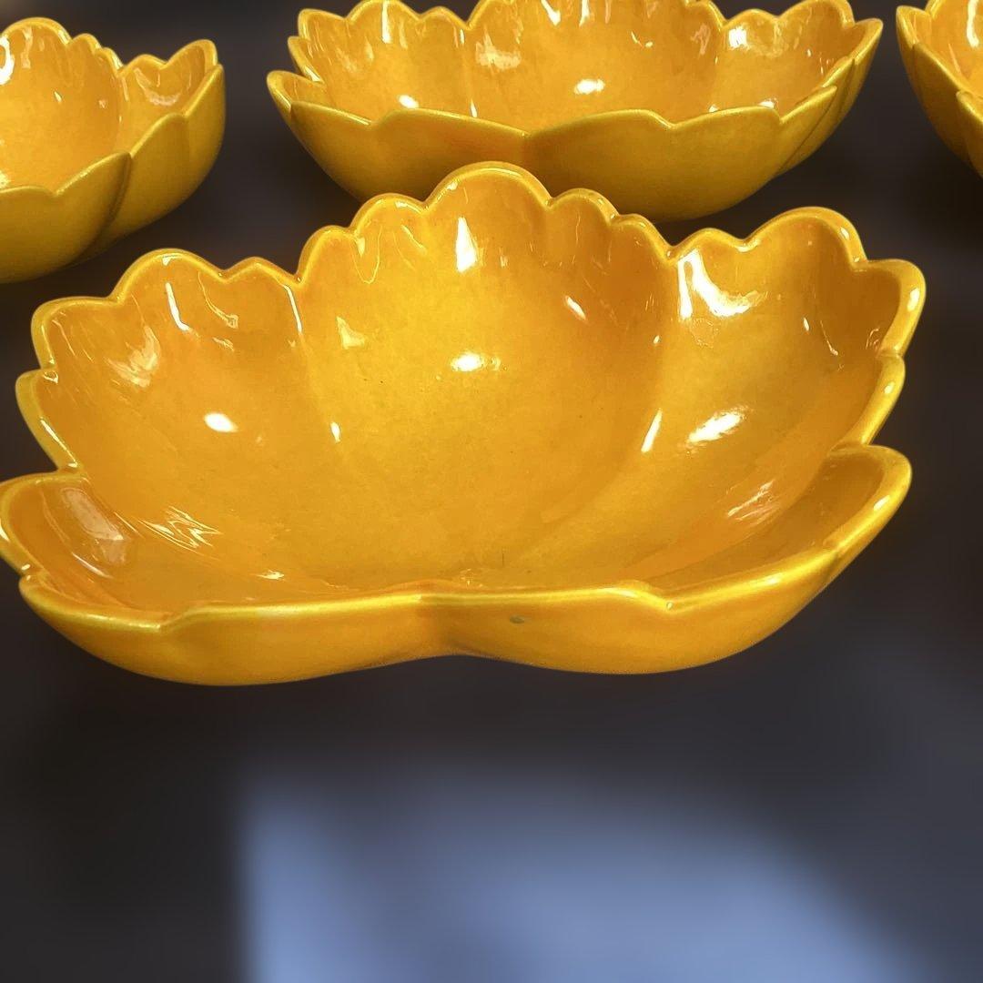 京焼黄交チ蔦の葉型向付6客　　新品未使用　　秋の器　　酢の物厳禁　 今橋貴古作