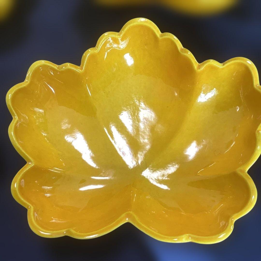 京焼黄交チ蔦の葉型向付6客　　新品未使用　　秋の器　　酢の物厳禁　 今橋貴古作