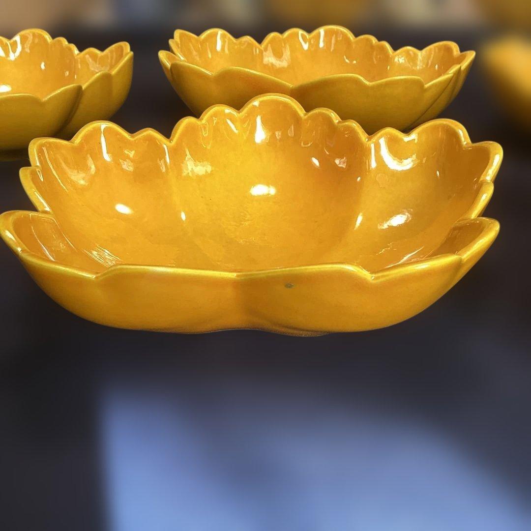 京焼黄交チ蔦の葉型向付6客　　新品未使用　　秋の器　　酢の物厳禁　 今橋貴古作