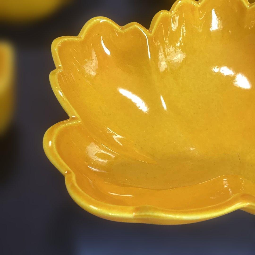 京焼黄交チ蔦の葉型向付6客　　新品未使用　　秋の器　　酢の物厳禁　 今橋貴古作