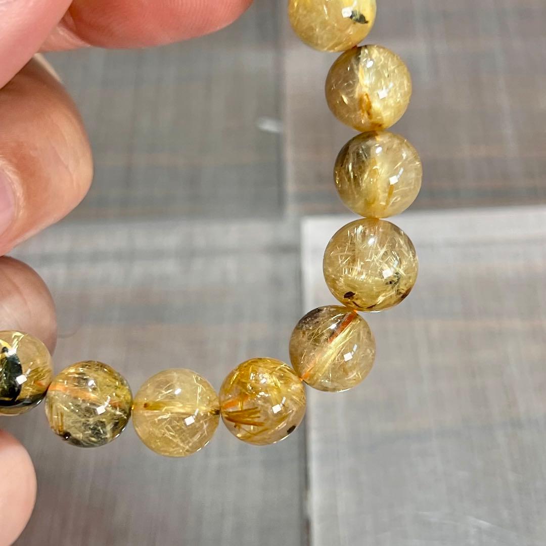 金運強　太陽放射ルチルブレスレット　ヘマタイト　ルチルクォーツ　2-3