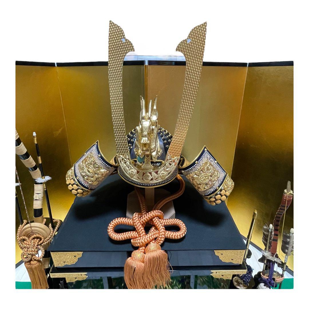 五月人形　鎧飾り　弓・太刀、金屏風セット【金沢箔】