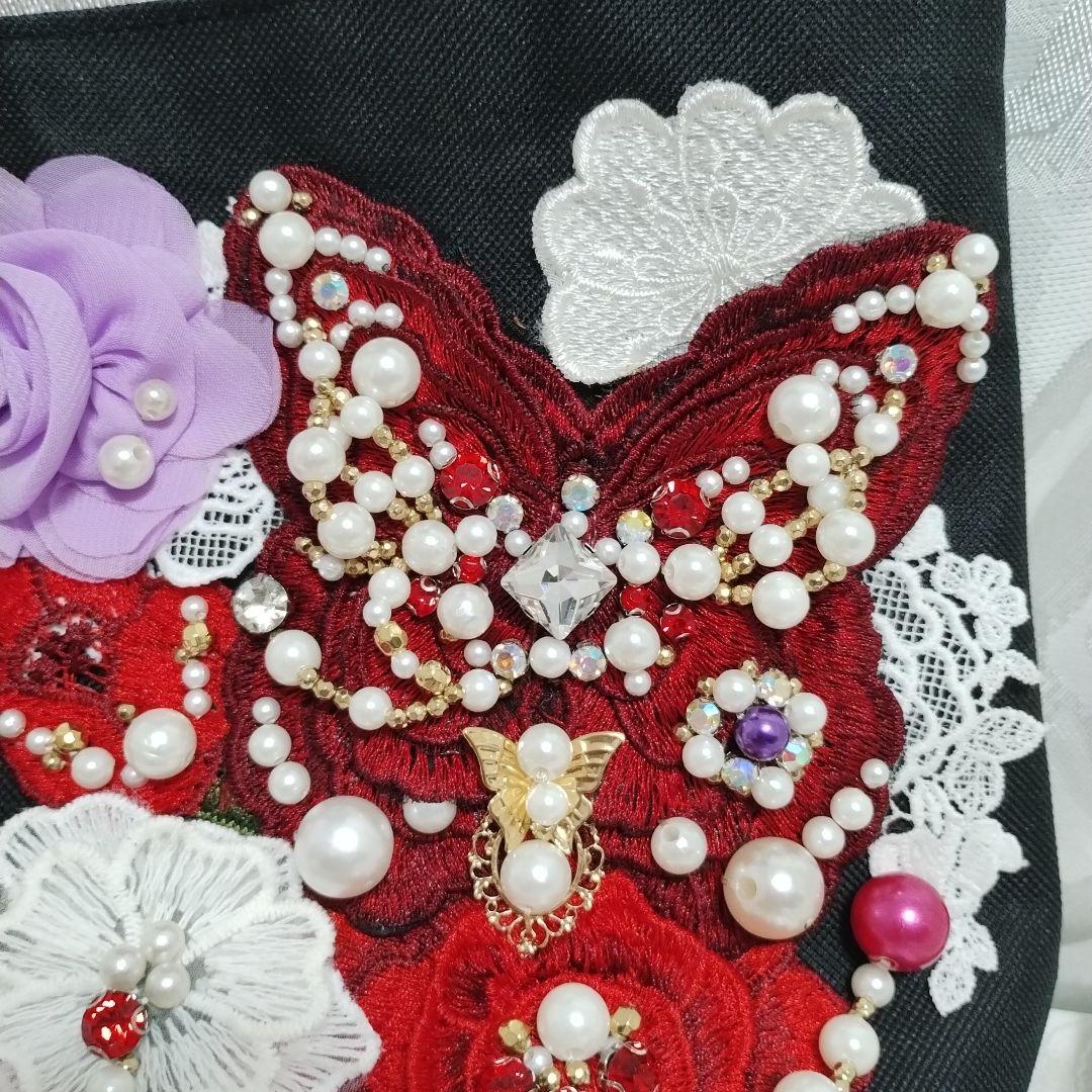 モチーフ、パール装飾のトートバッグ　確認用