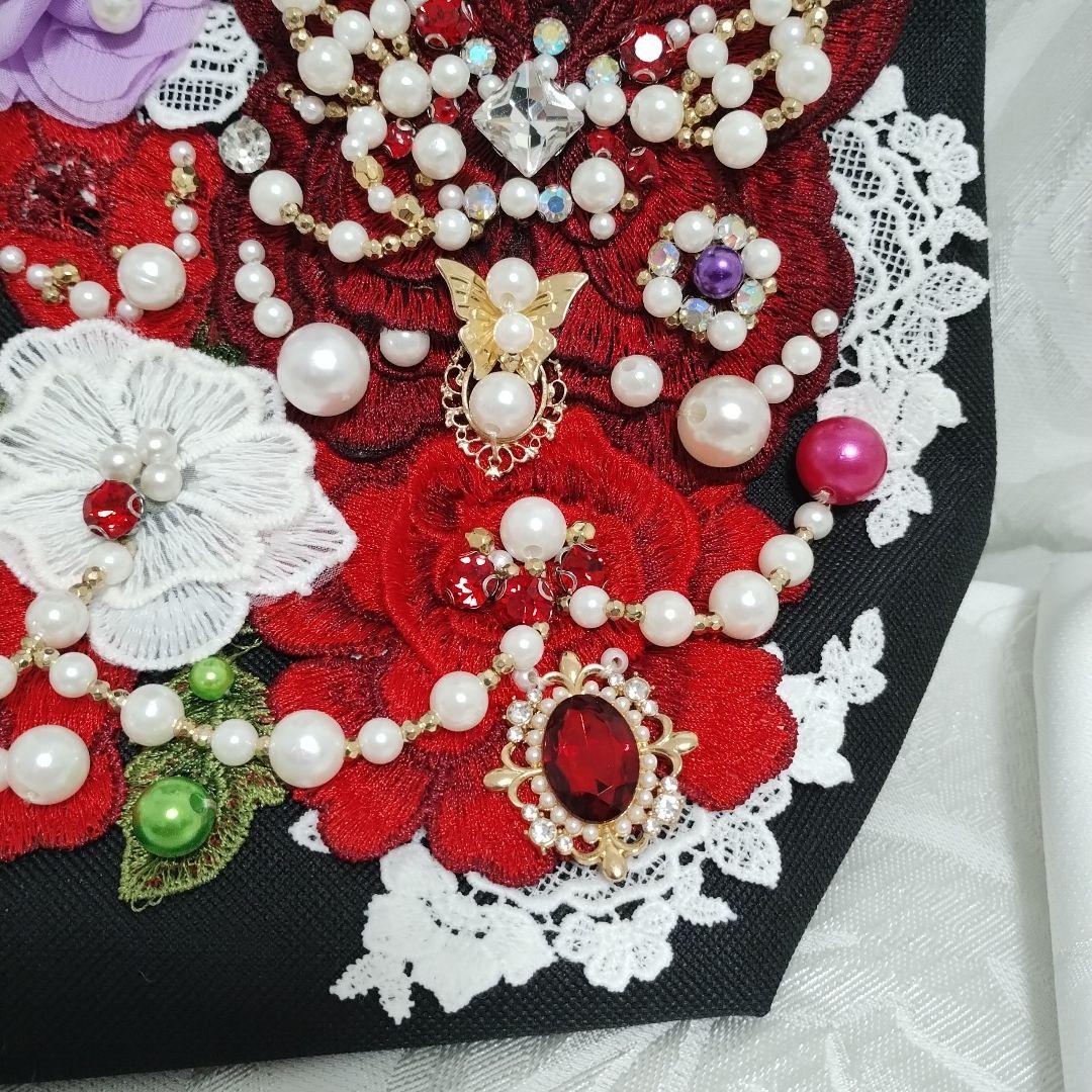 モチーフ、パール装飾のトートバッグ　確認用