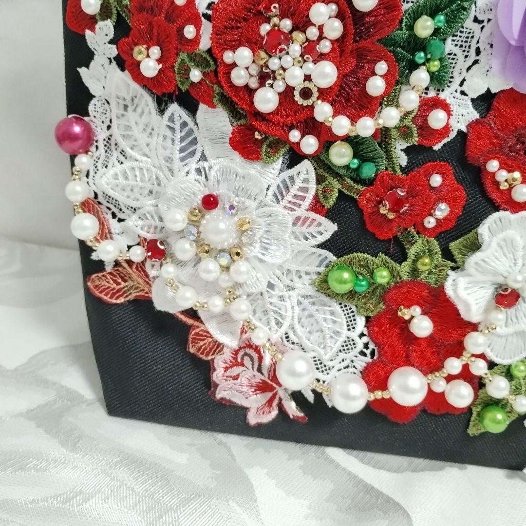 モチーフ、パール装飾のトートバッグ　確認用