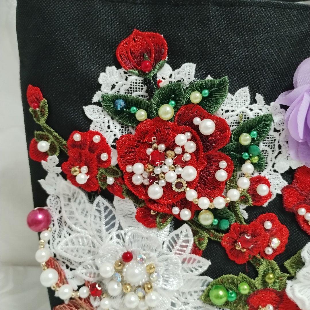 モチーフ、パール装飾のトートバッグ　確認用