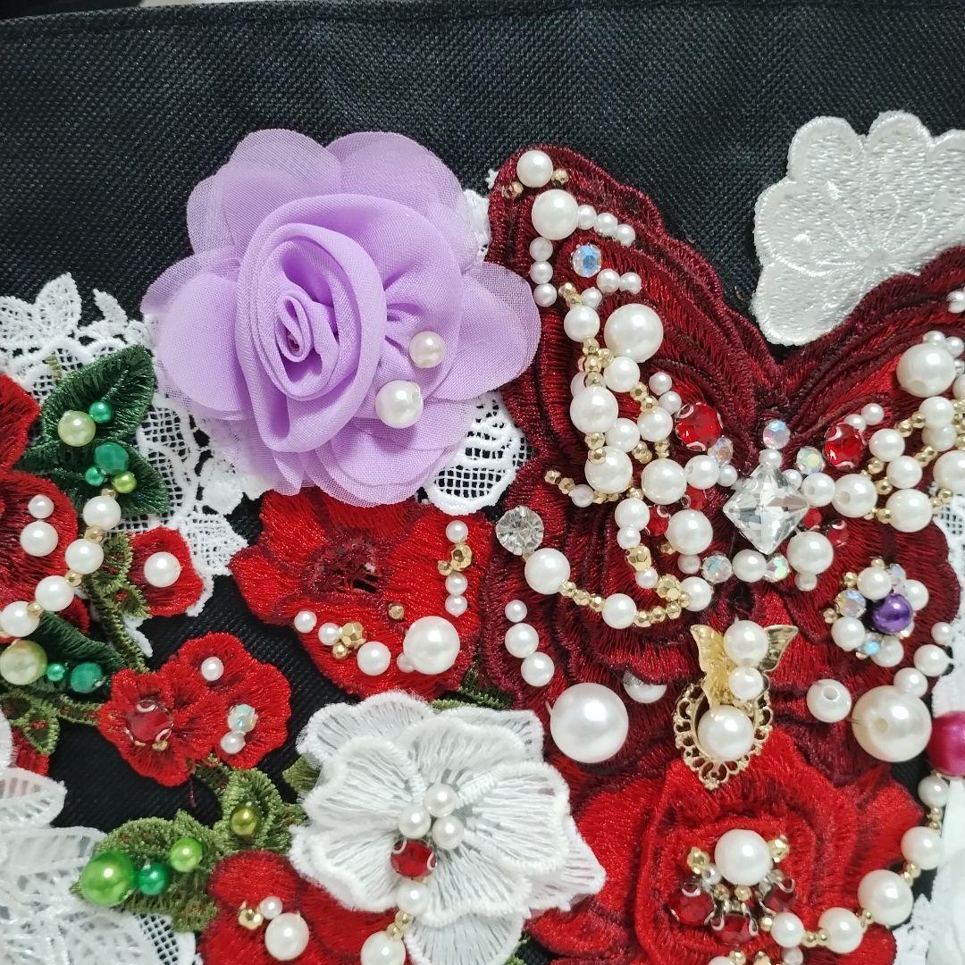 モチーフ、パール装飾のトートバッグ　確認用