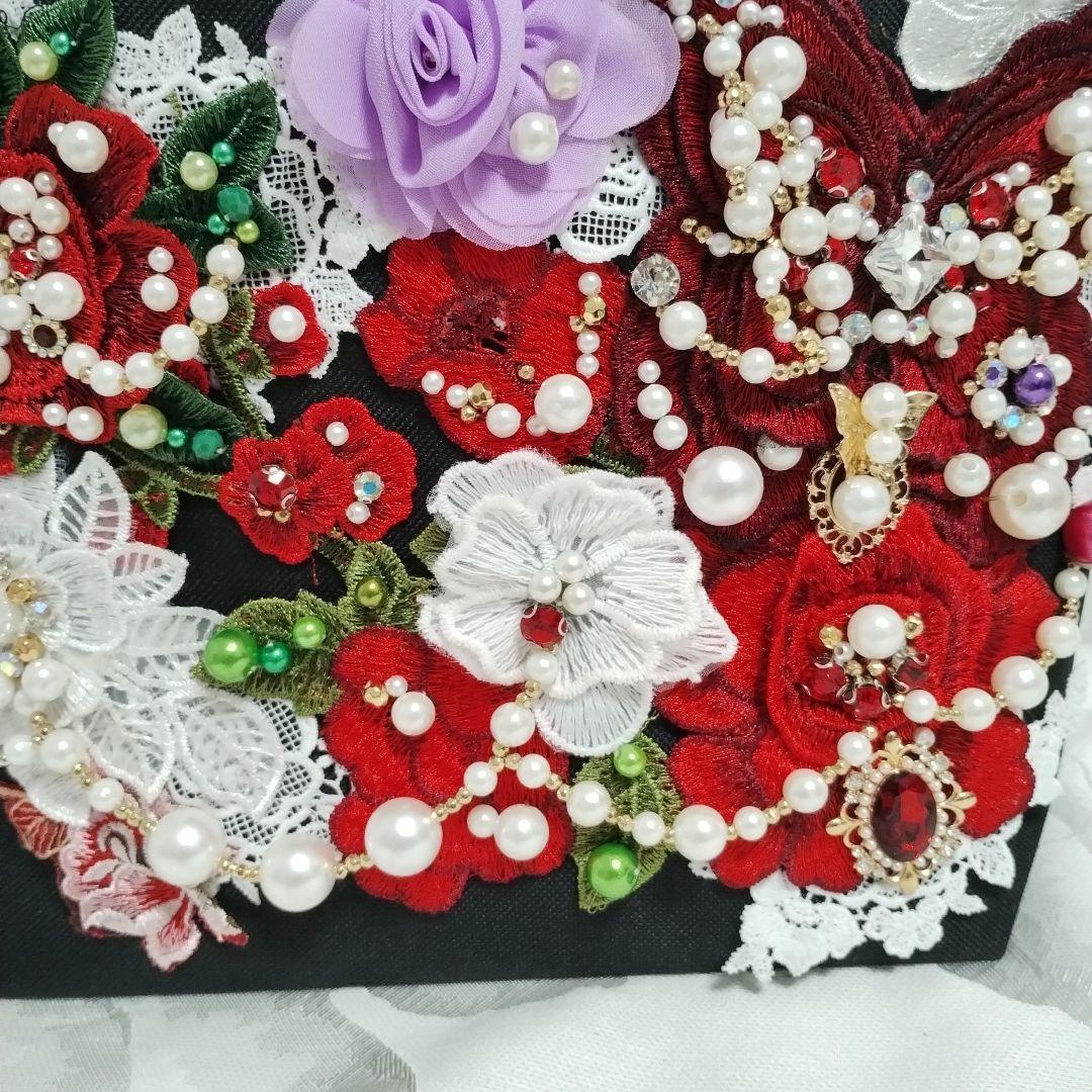 モチーフ、パール装飾のトートバッグ　確認用