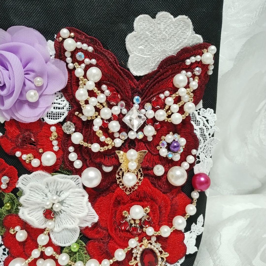 モチーフ、パール装飾のトートバッグ　確認用