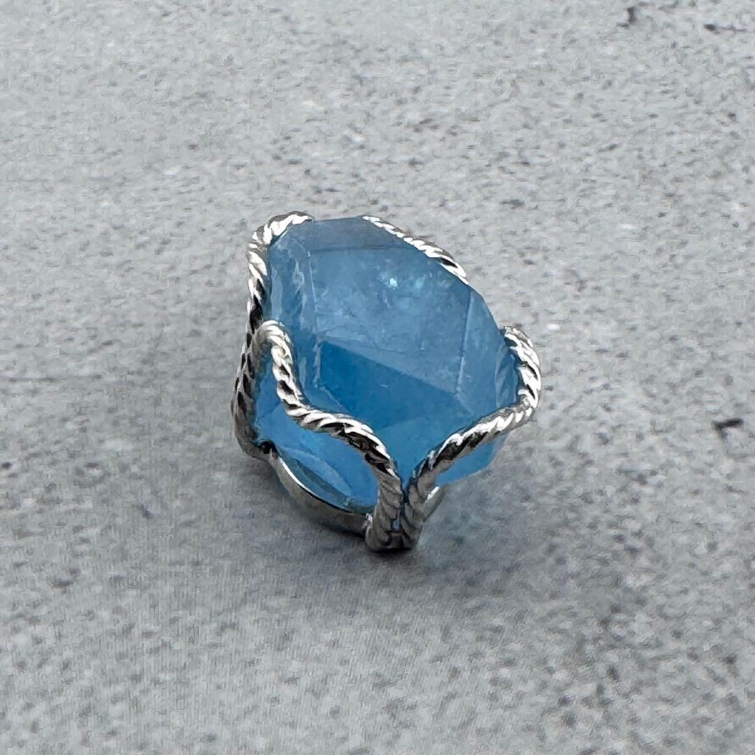 P-26天然アクアマリンペンダントトップ　水色石　s925シルバー　アクセサリー