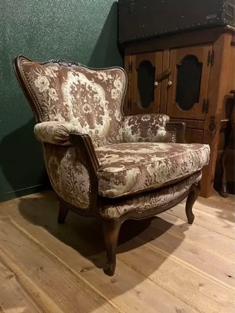 希少 カリモク シングルソファ ドマーニ 金華山 ルイ15世 アンティーク