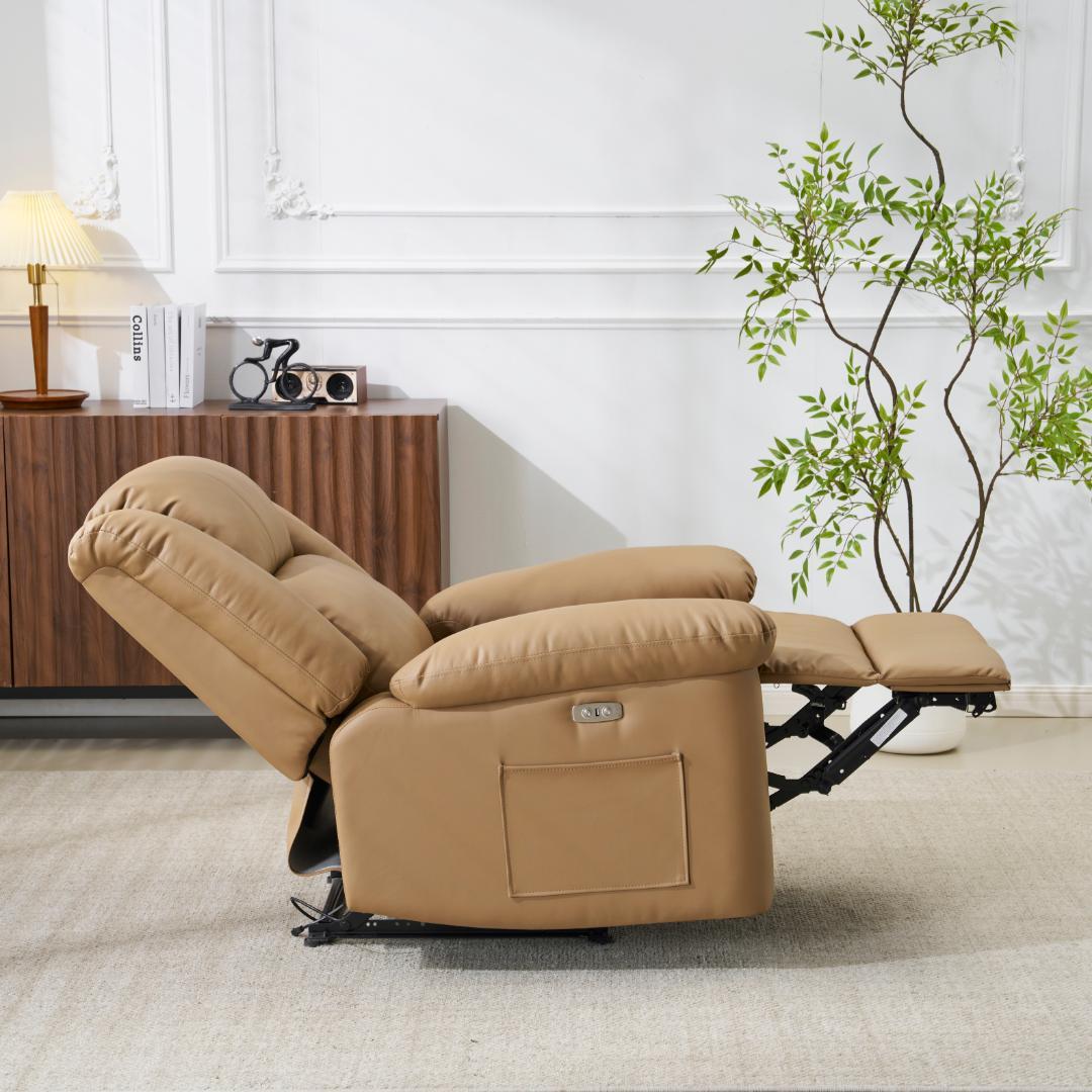 【ライトコーヒー】リクライニングチェア テーブル付き リクライニングソファ