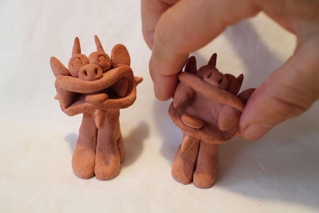 シーサー置物　素焼き T3　沖縄