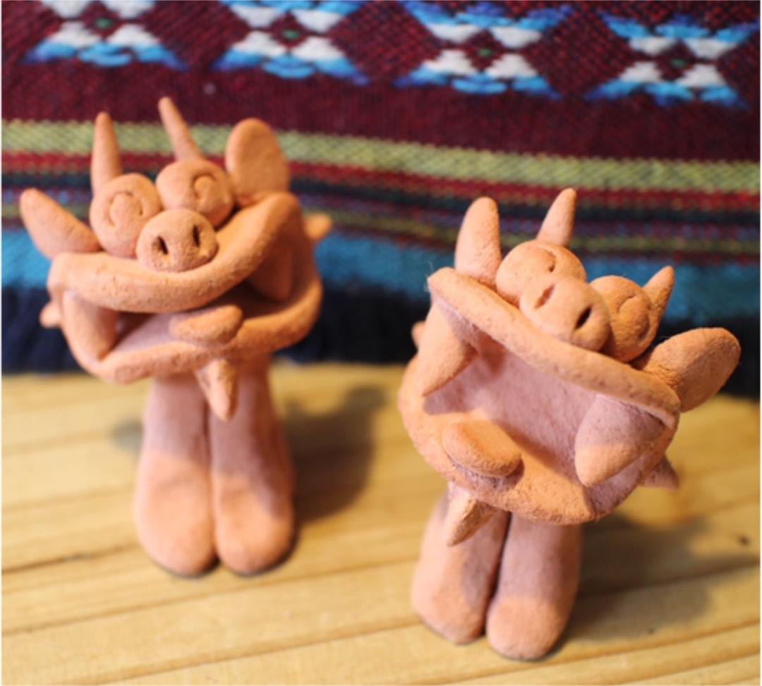 シーサー置物　素焼き T3　沖縄