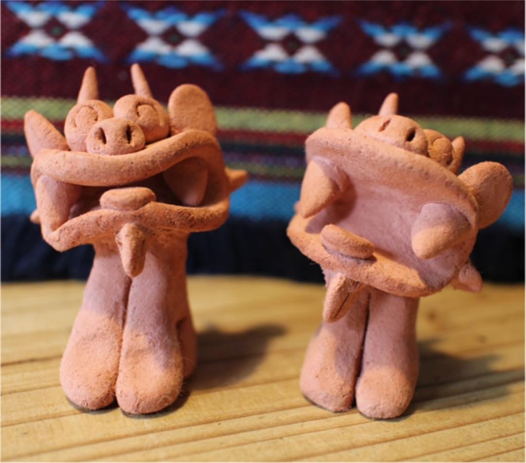 シーサー置物　素焼き T3　沖縄