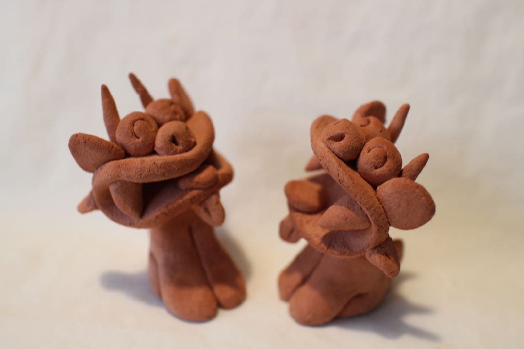 シーサー置物　素焼き T3　沖縄