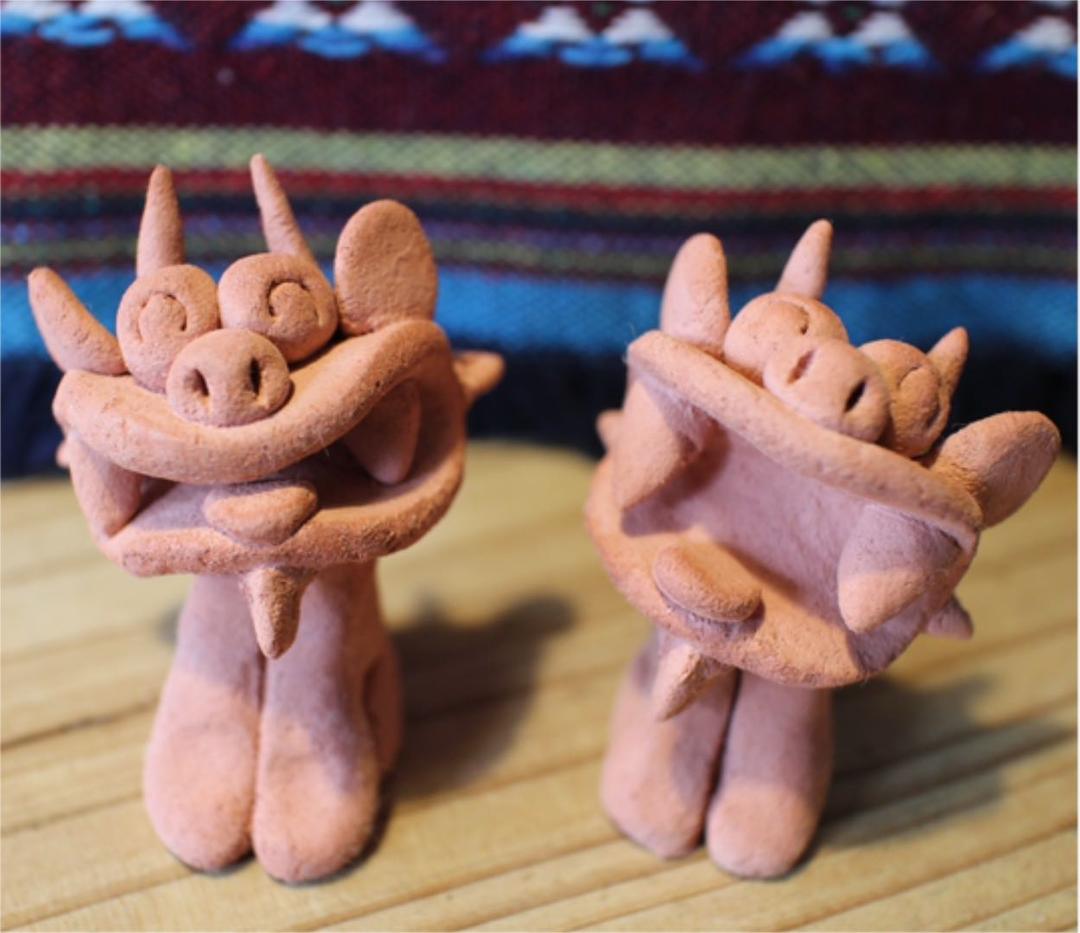 シーサー置物　素焼き T3　沖縄