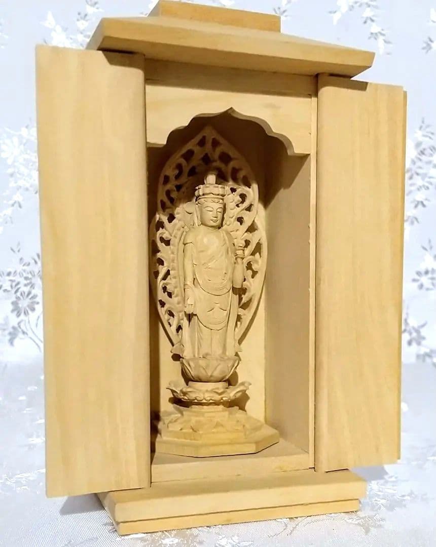 十一面観音菩薩像【極小】#406 厨子入り 木彫 仏像