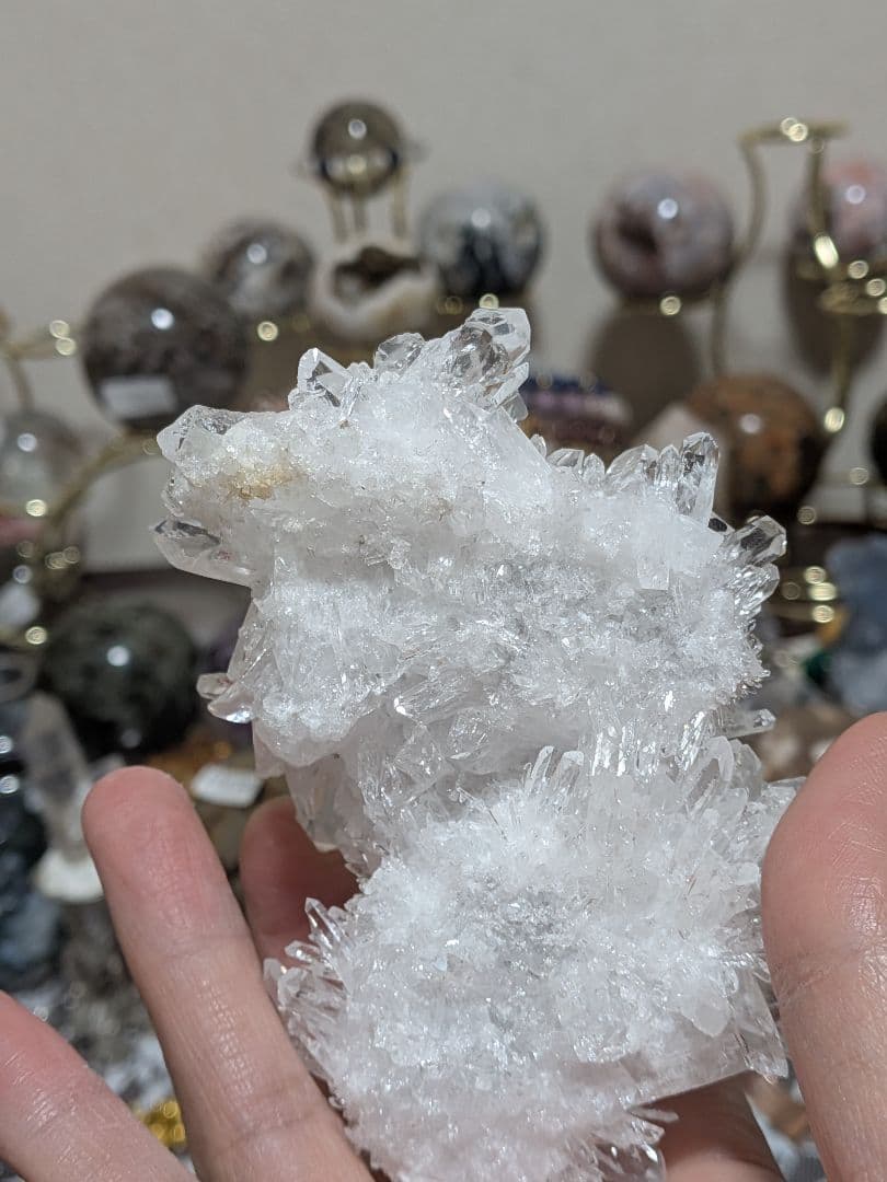 らびす！菊花水晶☆クラスター☆ヒマラヤ産☆強力浄化☆高品質☆台座つき☆2