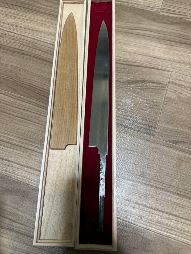 本家源正吉作之　柳刃包丁　 刺身包丁 鞘付き　刃渡り尺