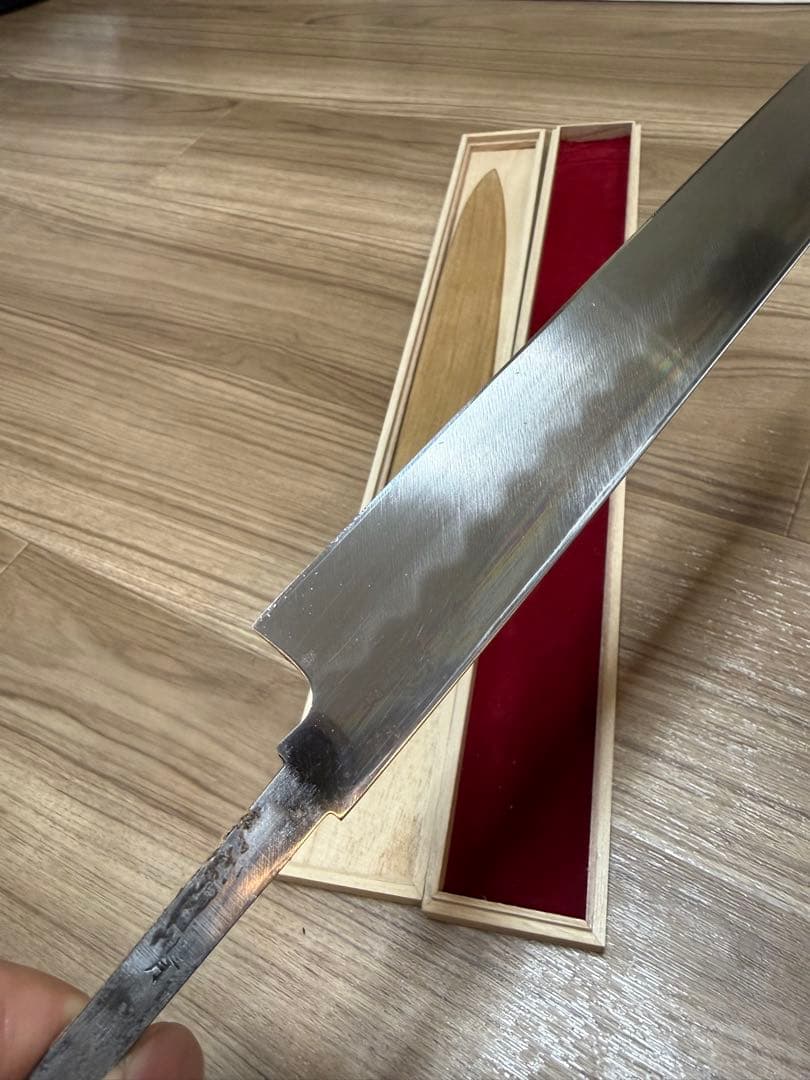 本家源正吉作之　柳刃包丁　 刺身包丁 鞘付き　刃渡り尺