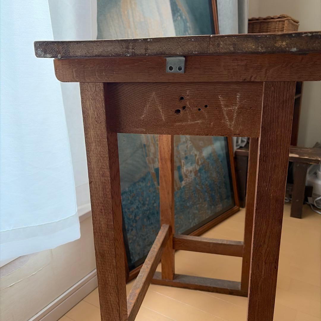 アンティーク木製シンプル学習机　古道具