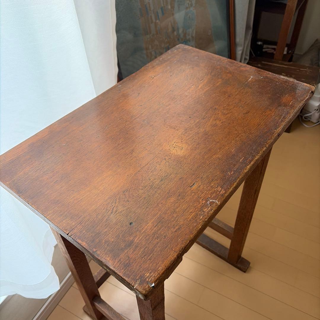 アンティーク木製シンプル学習机　古道具