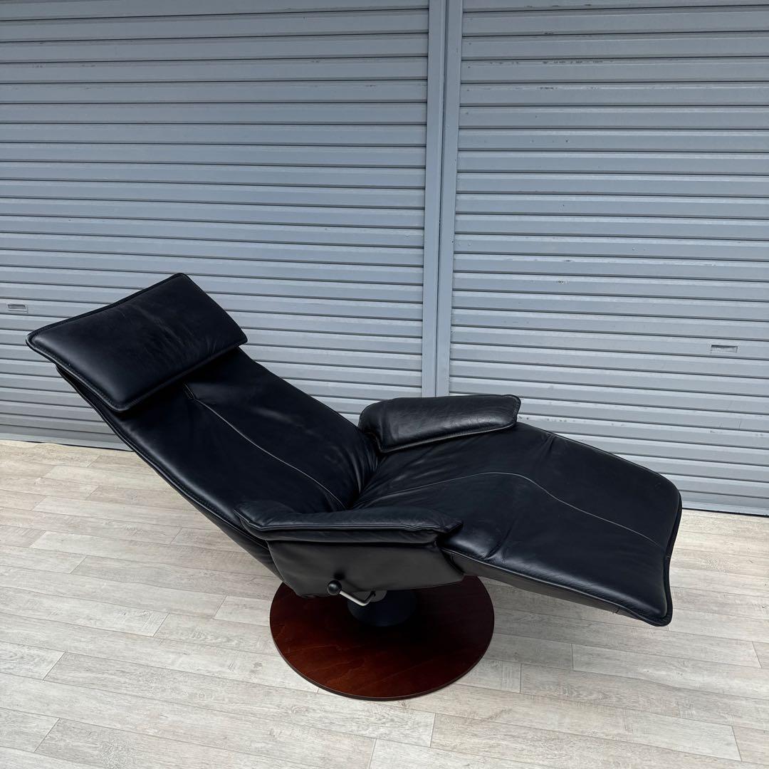 最高級 北欧 ノルウェー MODI モディ リクライニングチェア 総革 ブラック