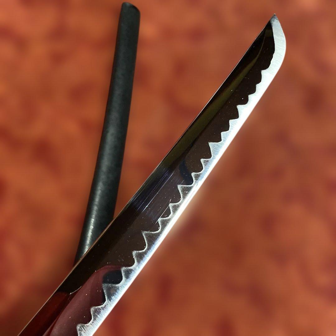 上質模造大刀 濃緑柄 鶴羽透し丸鍔 黒梨地鞘