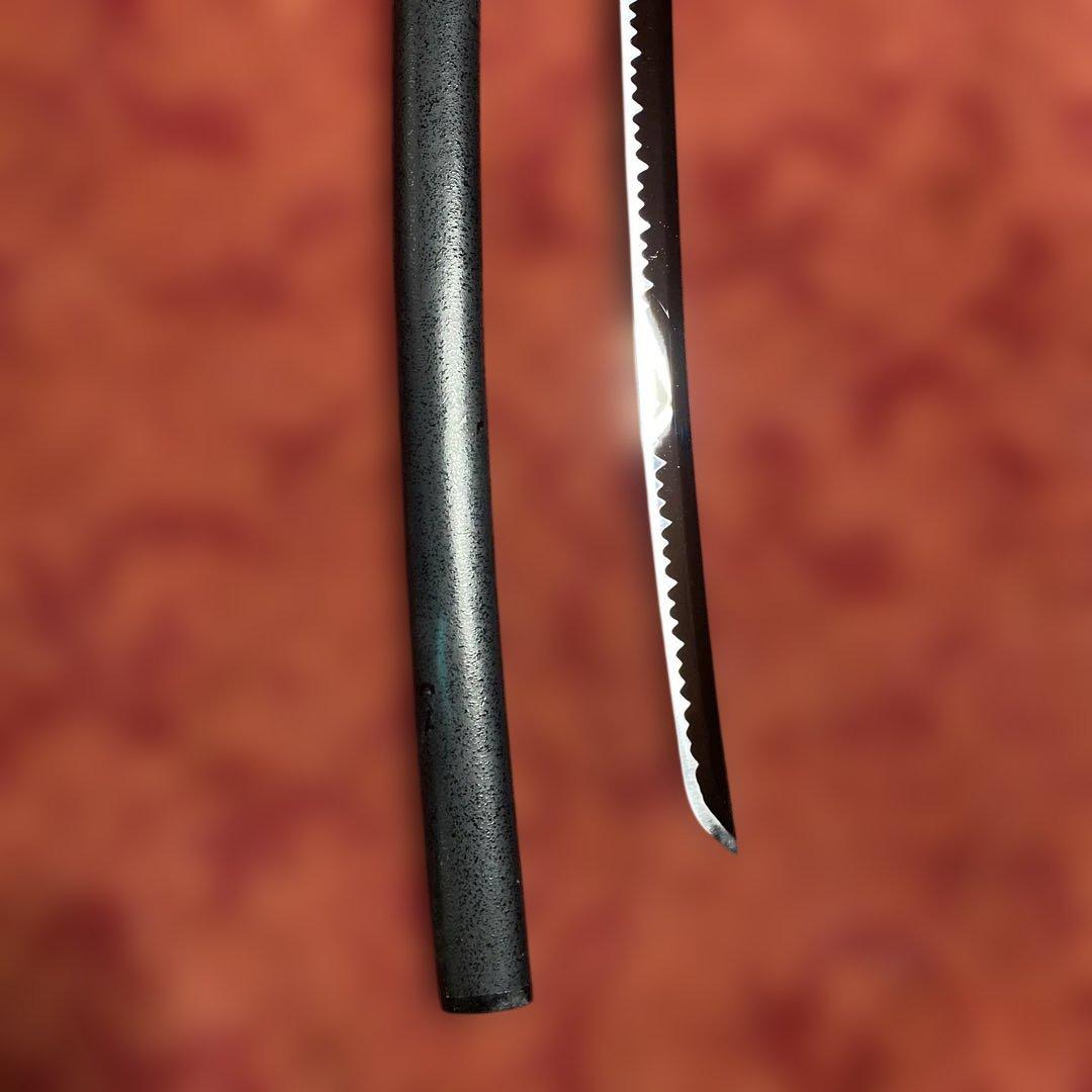 上質模造大刀 濃緑柄 鶴羽透し丸鍔 黒梨地鞘