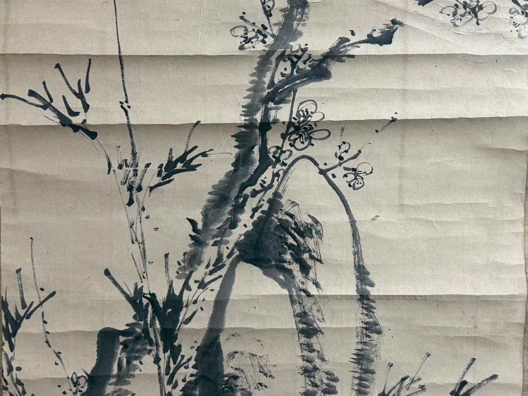 平野五岳筆　紙本肉筆　梅之圖　掛軸　送料込み250902