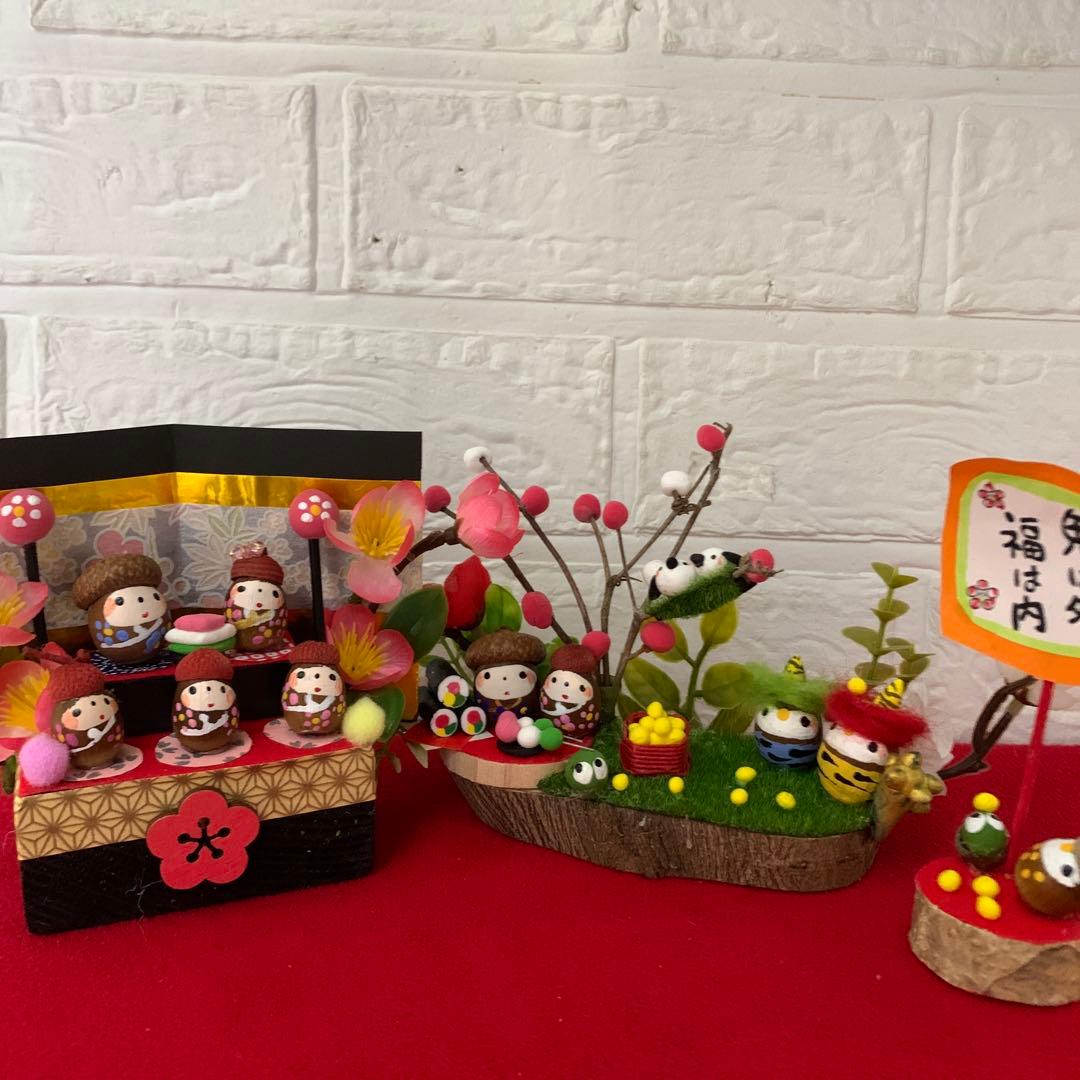 どんぐりアート♡節分＆お雛様ミニオブジェ2点セット - メルカリ