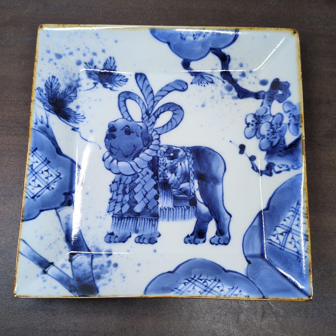 福泉窯 染付 干支 飾り皿 8点セット 皿立て付き