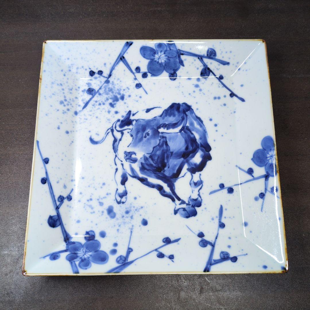 福泉窯 染付 干支 飾り皿 8点セット 皿立て付き