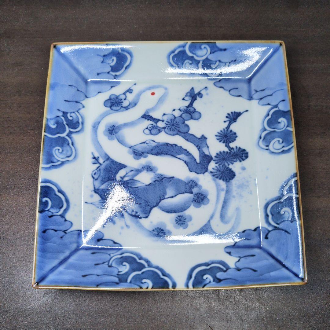 福泉窯 染付 干支 飾り皿 8点セット 皿立て付き